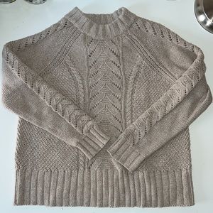 LOFT 25% wool sweater. Pretty knit design. I would call this color oatmeal.